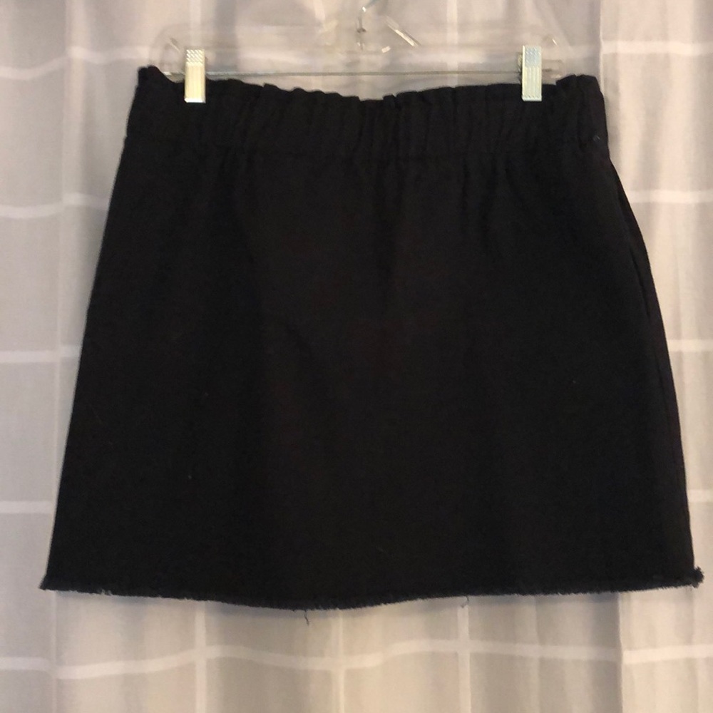 Black denim fringed skirt